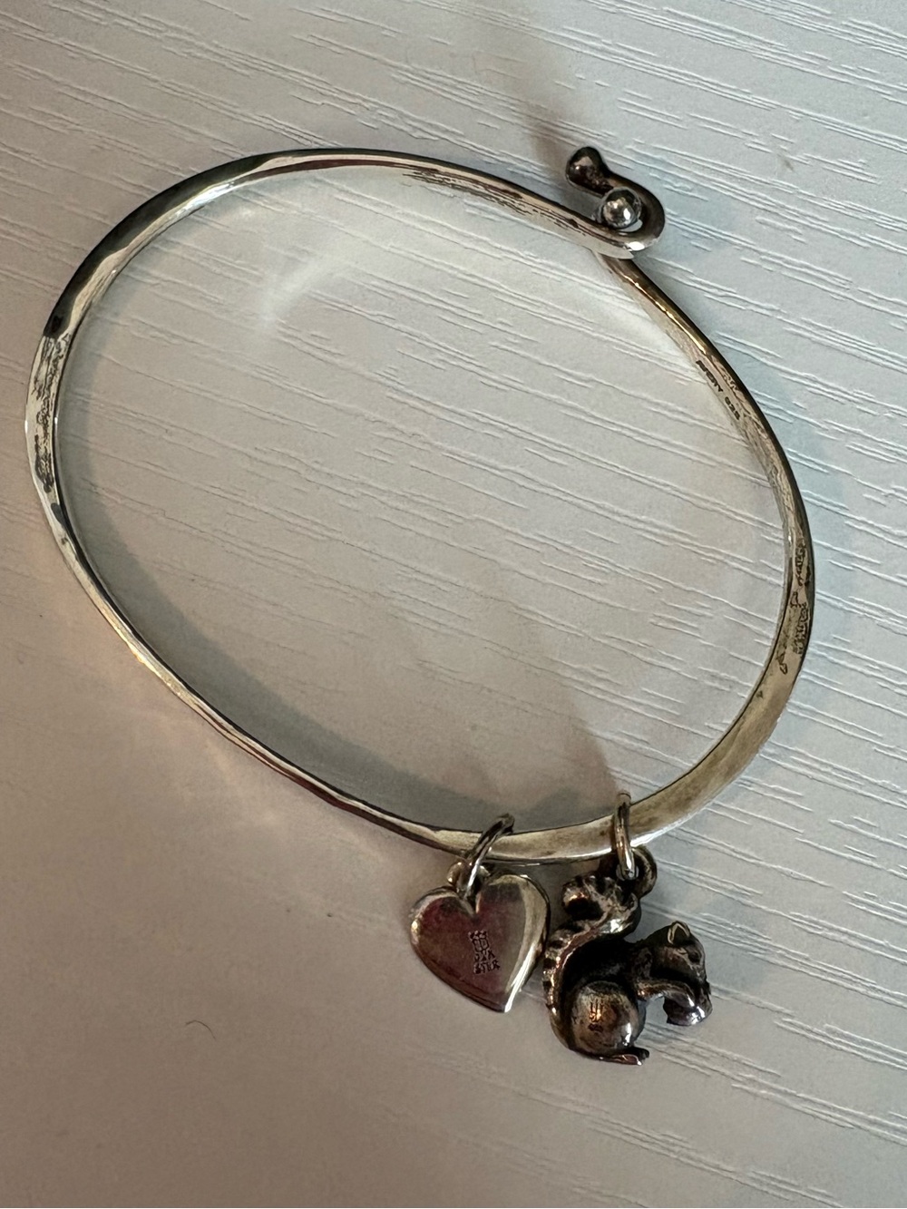 James Avery sz 6 sterling silver 925 bracelet 2 charms heart & squirrel retired